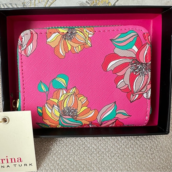 Trina Turk Zip Around Wallet - Pink and Orange Vibrant Tropical Design - Picture 1 of 8